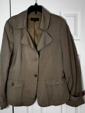 Talbots Women's Classic Camel Long Sleeve Button Front Detail Blazer Jacket - 10